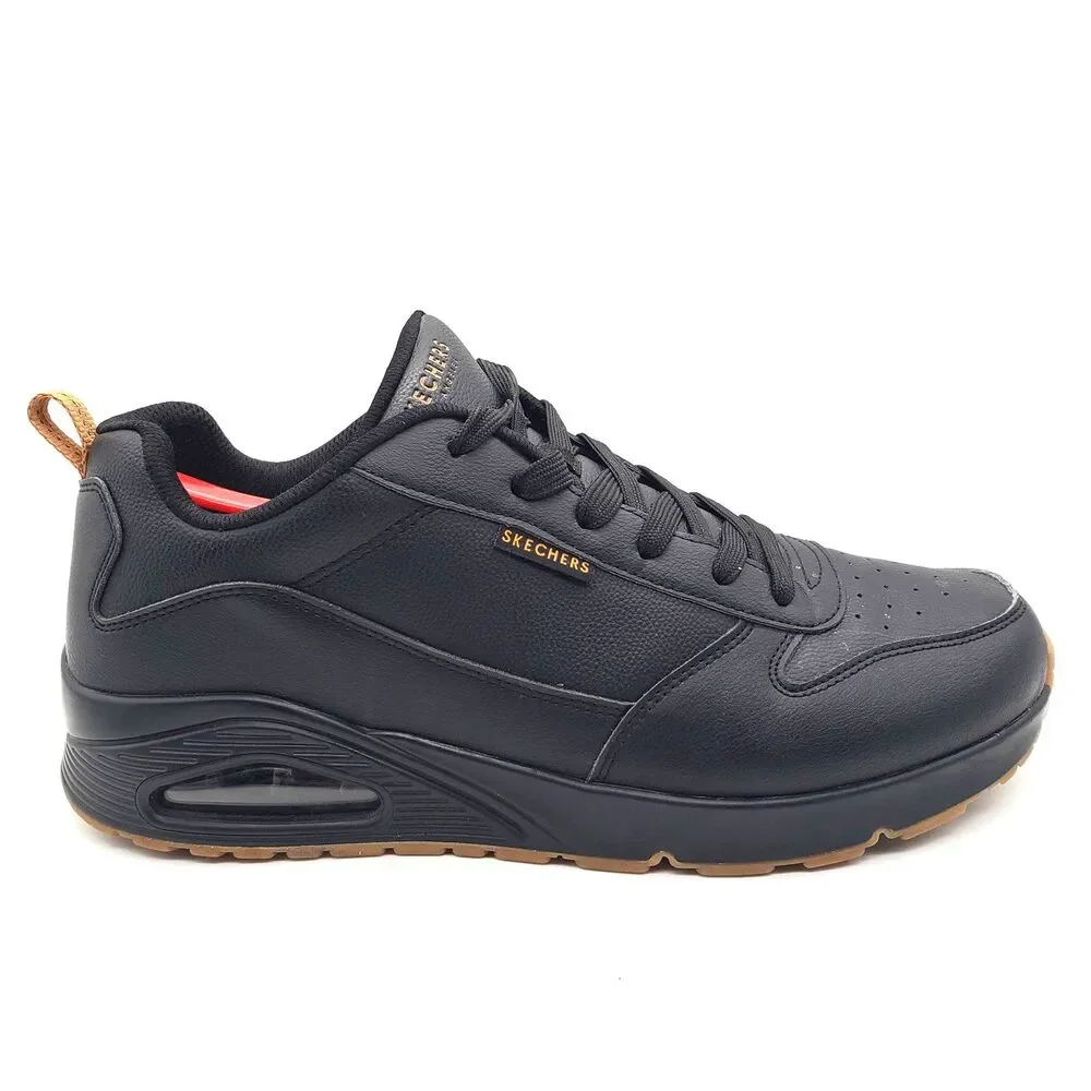 Skechers Uno Alder Black Gum Men's 12 Wide Casual Shoes Air Sneakers 183012 W